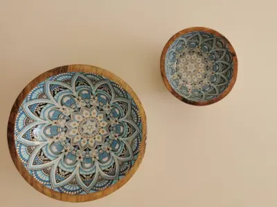 a plate and a bowl on a wall at Nostalgia apts in Limassol