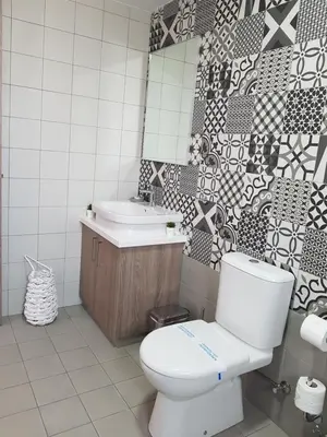 a bathroom with a white toilet and a sink at Evmelia Kakopetria Suites in Kakopetria