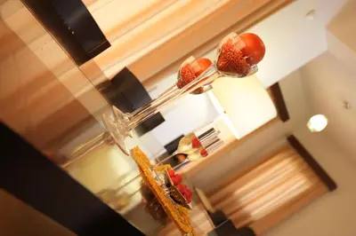 a close up of a table with food on a spoon at Holidays Villas in Pissouri