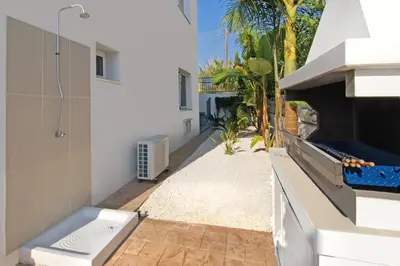 a view of a swimming pool from a house at Villa Eden in Ayia Napa