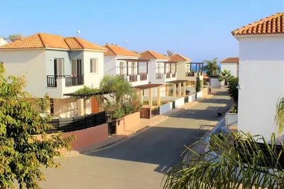 a row of houses in a residential neighborhood at Palm Paradise Villa in Ayia Napa