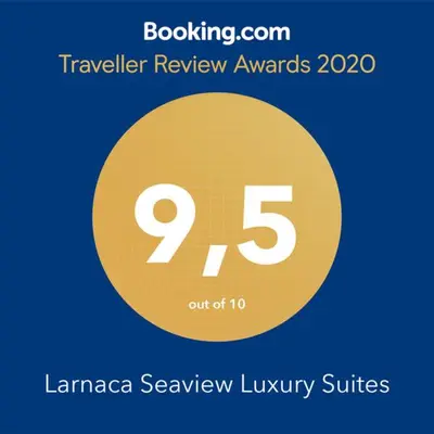 a yellow circle with the number on it at Larnaka Seaview Luxury Suites in Larnaka