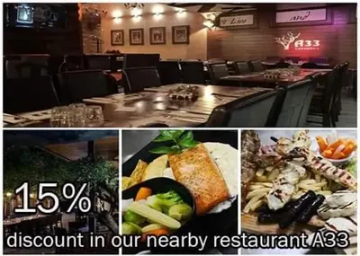 a collage of pictures of food in a restaurant at The room in Larnaka
