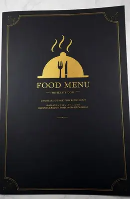 a black menu board with a fork and a food menu at Napa Hills Seaview Villas in Ayia Napa
