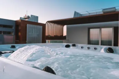 a jacuzzi tub on top of a building at Napa Hills Seaview Villas in Ayia Napa