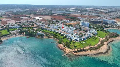 an aerial view of a resort on the beach at Protaras Villa Nicol 21 in Paralimni