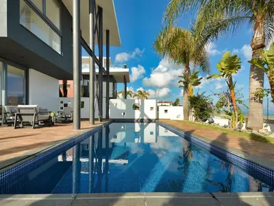an image of a swimming pool in a house at Villa Limni Dyo - Luxurious Contemporary 3 Bedroom Villa With Sea Views And Hot in Paralimni