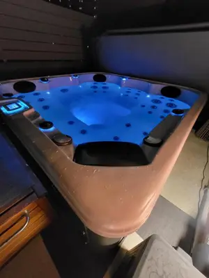 a jacuzzi tub sitting in a room at Selin the stone house in Limassol