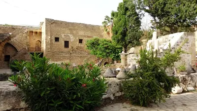 an old stone building with plants in front of it at Antonakis 501 in Limassol