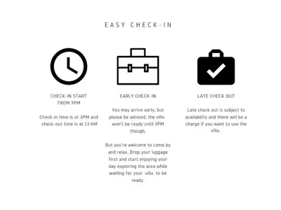 a diagram of a bag with the text easy check in at Summer Breeze - Cheerful 2 bedroom villa with pool in Ayia Napa