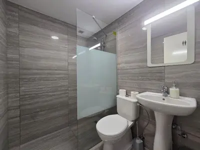 a bathroom with a toilet and a sink at Limassol Star 6 in Limassol