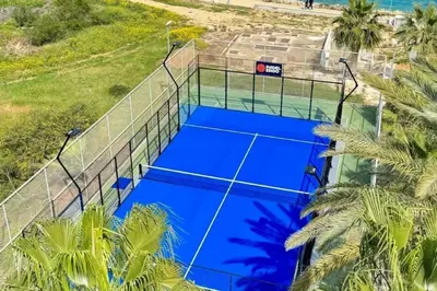 an overhead view of a tennis court at Niovi - Coralli Beachfront Apartment in Protaras