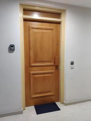 a wooden door in a hallway in a building at Ευ ζην Central / Ev zen central in Nicosia