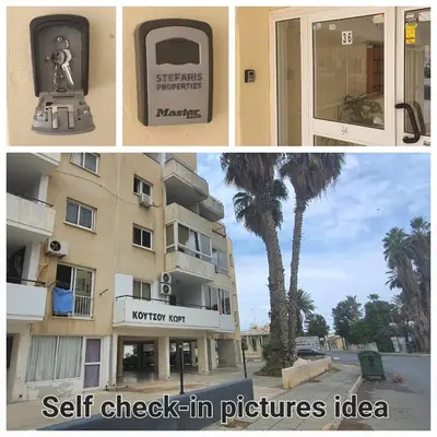 a collage of two pictures of a building with a self check in pictures idea at STEFARIS 