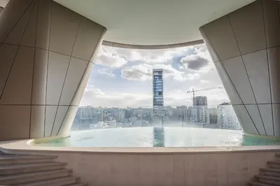 a view from the top of a building with a swimming pool at 360 Nicosia-3 bedrooms Panoramic Deluxe Residence in Nicosia