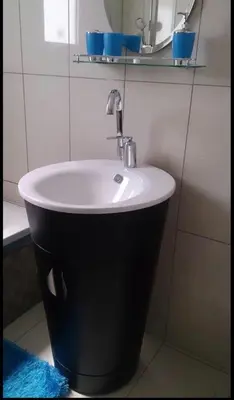 a black and white sink in a bathroom at Ayia Napa Luxury Apartment in Ayia Napa