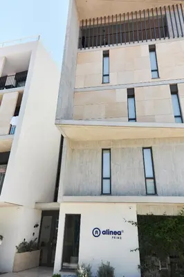 an external view of the entrance to an office building at Alinea Primo Historic Center in Limassol
