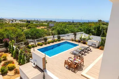 an aerial view of a swimming pool on a house at Napa Bay View Villa 3 in Ayia Napa