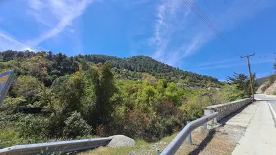 a view of a mountain with a bridge and trees at Mountain View 2BR House with Garden & Free Parking Ioannis Ylation Saranti in Nicosia